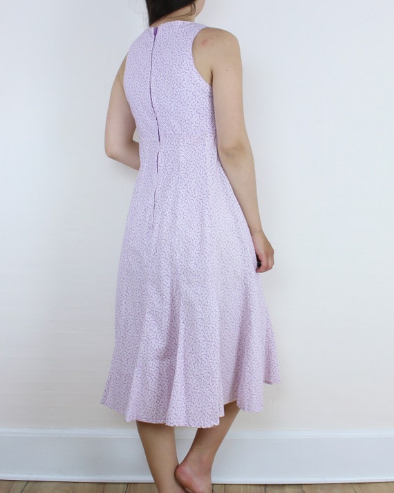 Vtg handmade purple floral tank dress, midi lengt… - image 6
