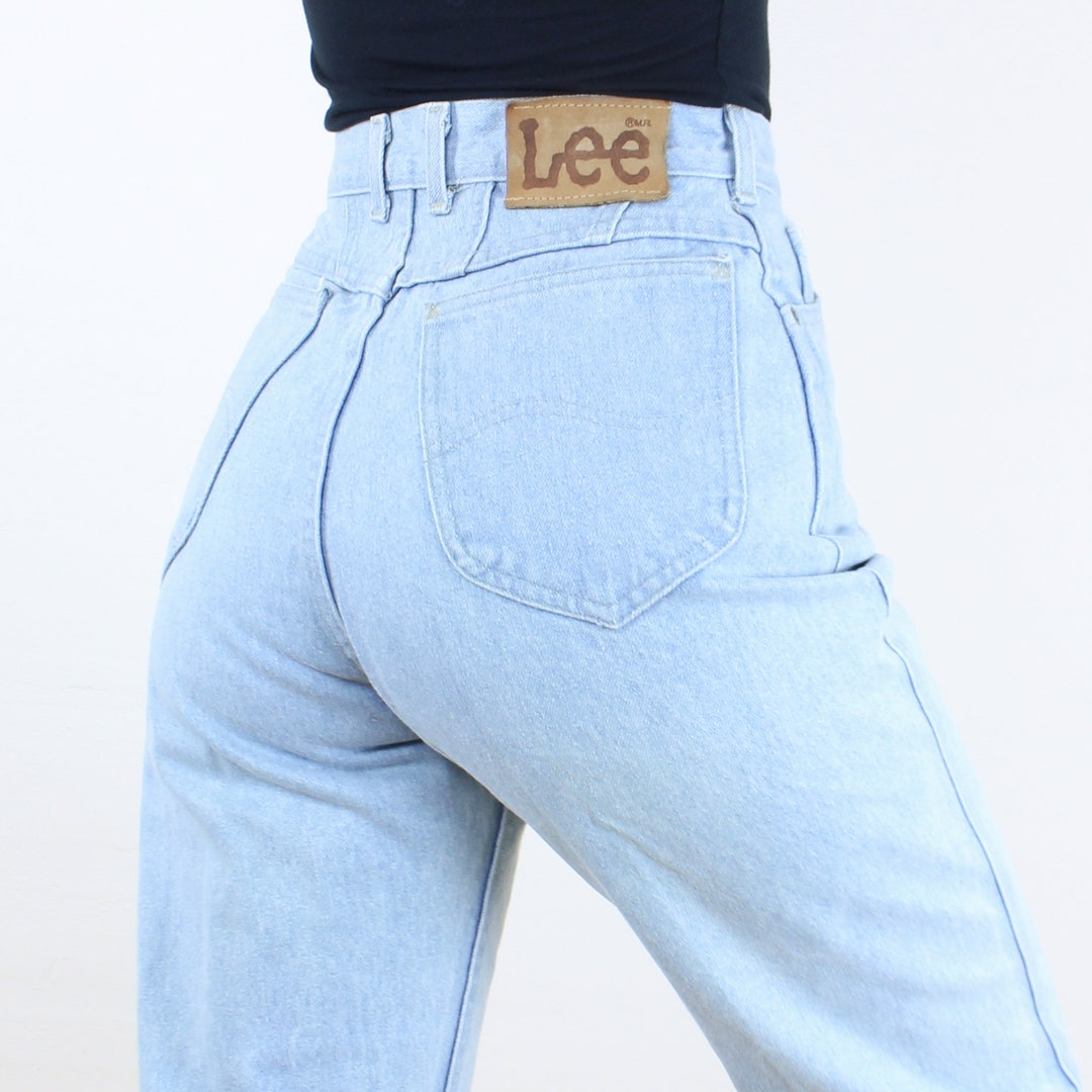 Vintage 90's 27W Lee Jeans, Back Yoke Detail, Light Wash Blue Denim
