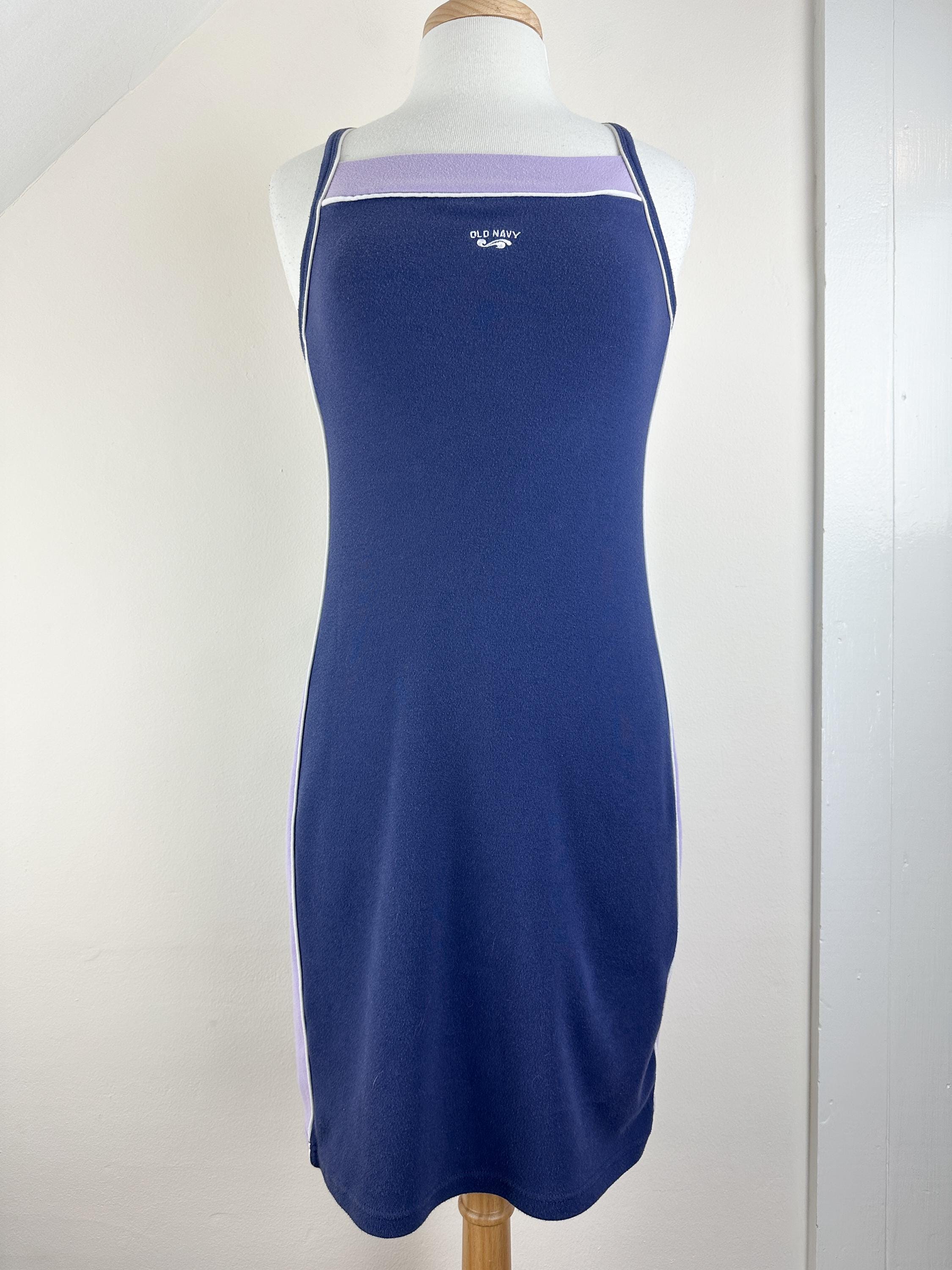 Vintage Late 90's/y2k Old Navy Sporty Athletic Dress, Cross Back Straps,  Purple, Side Stripe, Straight Neckline, Soft Poly Cotton Sheath Fit - Etsy