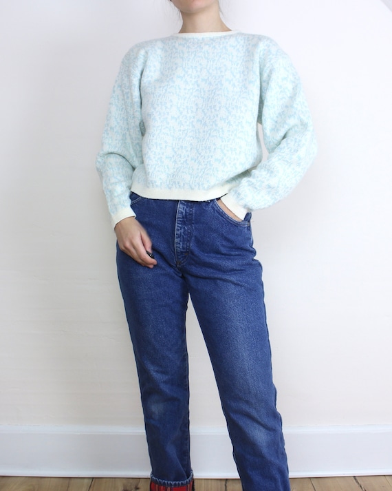 Vintage 90s cropped knit sweater, boxy, wool acry… - image 4