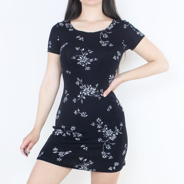 90s Citrus Floral Mesh Dress (M)