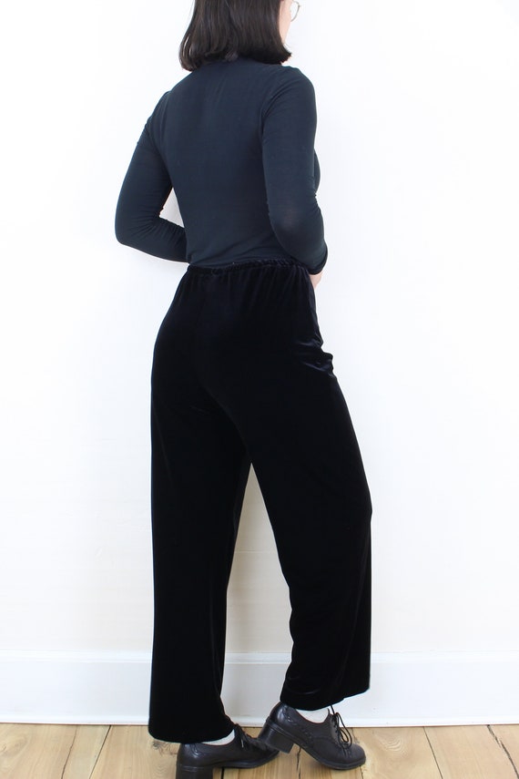 Vintage 90's 28-34W black velvet pants, Jones New… - image 7