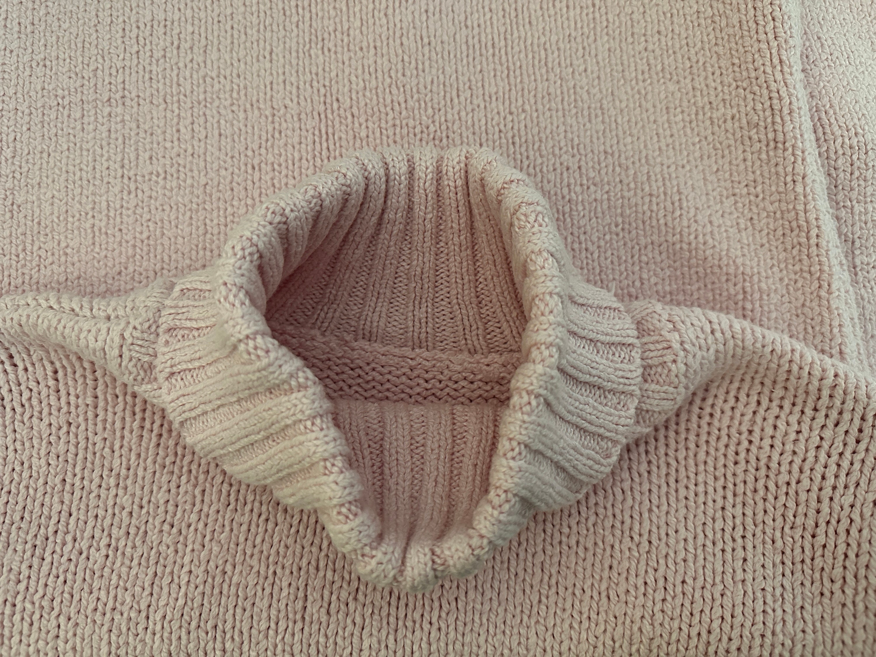 Vintage 90's Pink Cotton Turtleneck Sweater, Pastel, Heavy