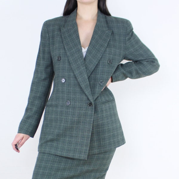 FSLE 100% Wool Brown Temperament Blazer Skirt Set Notched Collar Double Brested Wool Jackets Front Spilt Women Long Wool Skirt main image 0