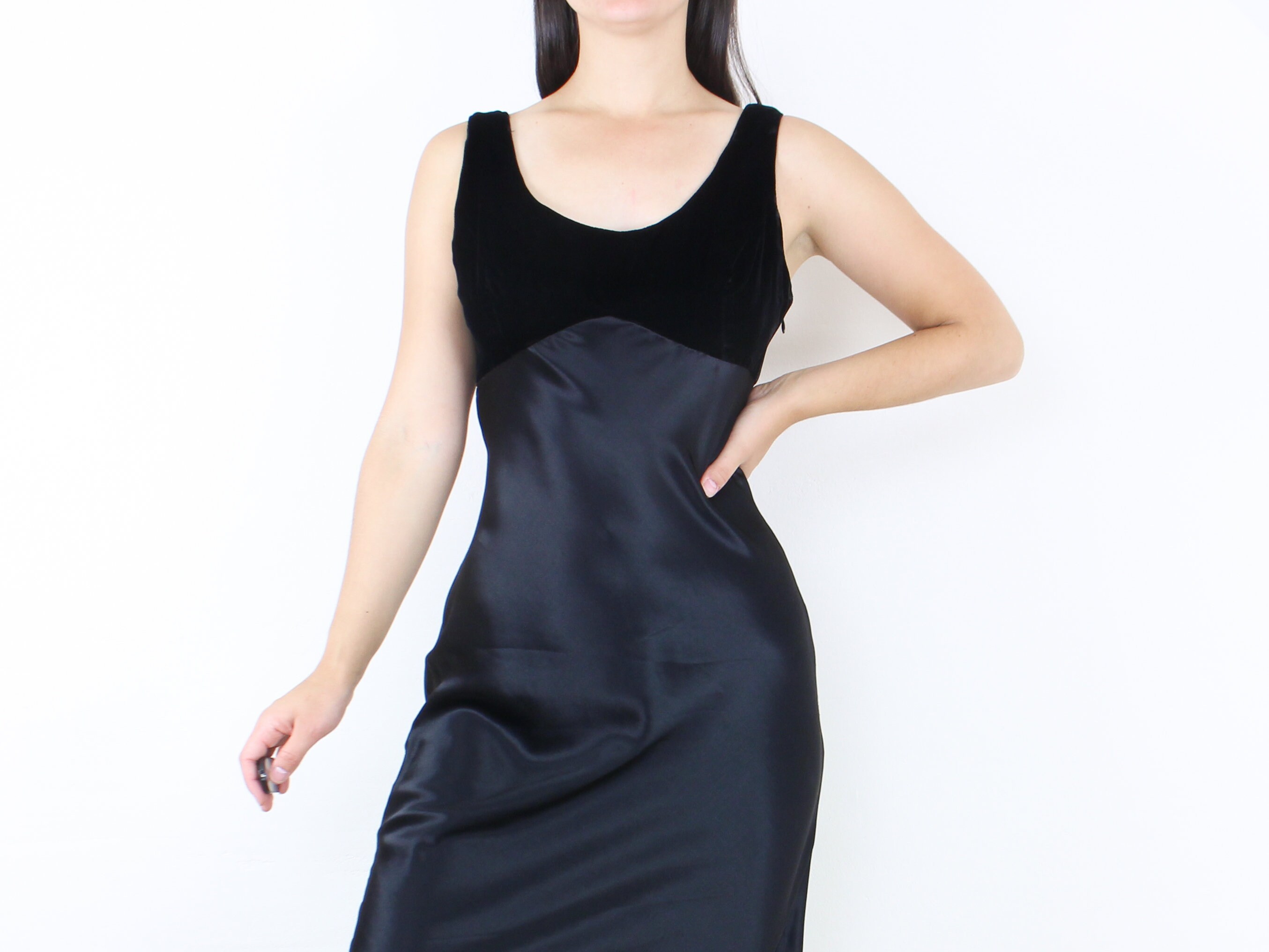 Silky Satin Square Neck Cami Slip Cocktail Party Midi Dress - Black –  Rosedress