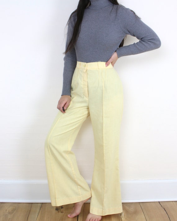 Vintage 70s 28W flare leg trousers, high rise, bu… - image 5