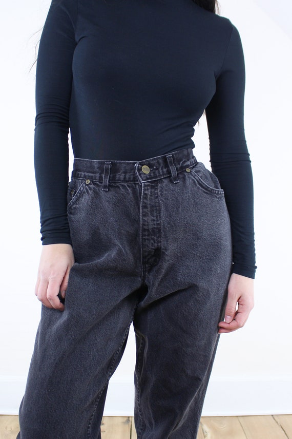 Vintage 90's 32W black wash Chic jeans, 5-pocket … - image 4