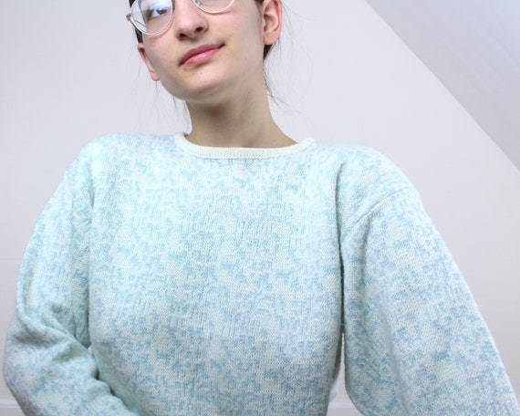 Vintage 90s cropped knit sweater, boxy, wool acry… - image 7