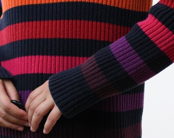 Vintage 90's Rainbow Ribbed Turtleneck Sweater, Top
