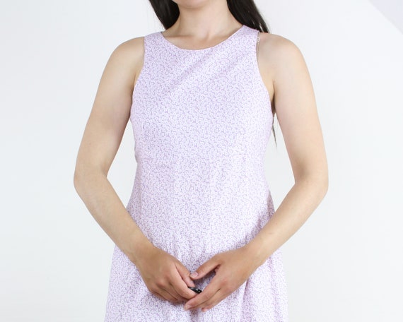 Vtg handmade purple floral tank dress, midi lengt… - image 1