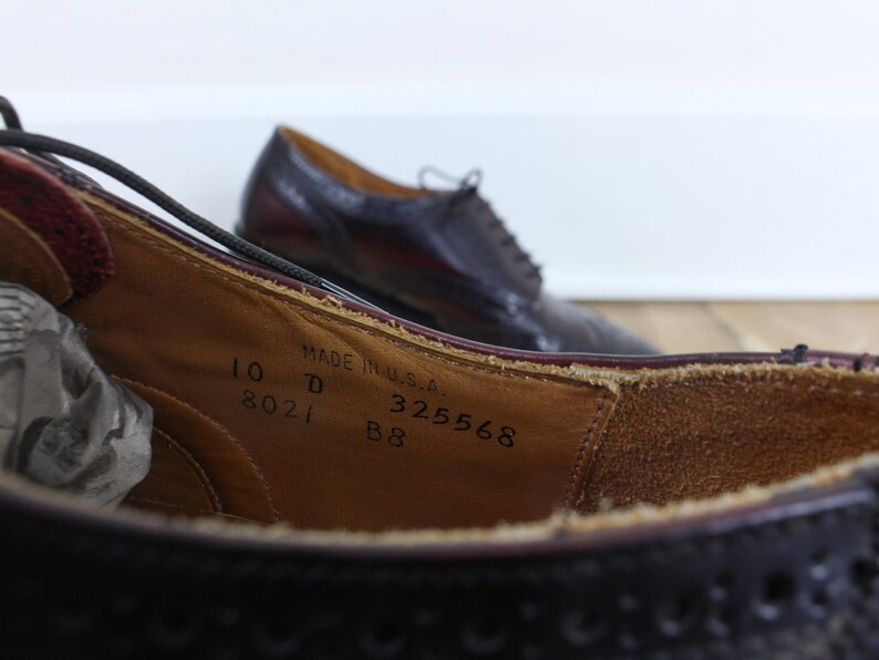 Vintage 90s Cole Haan oxford tie shoes, oxblood, dark brown, wing tip, dress shoe, leather, Men's size 10, academic, career, image 9