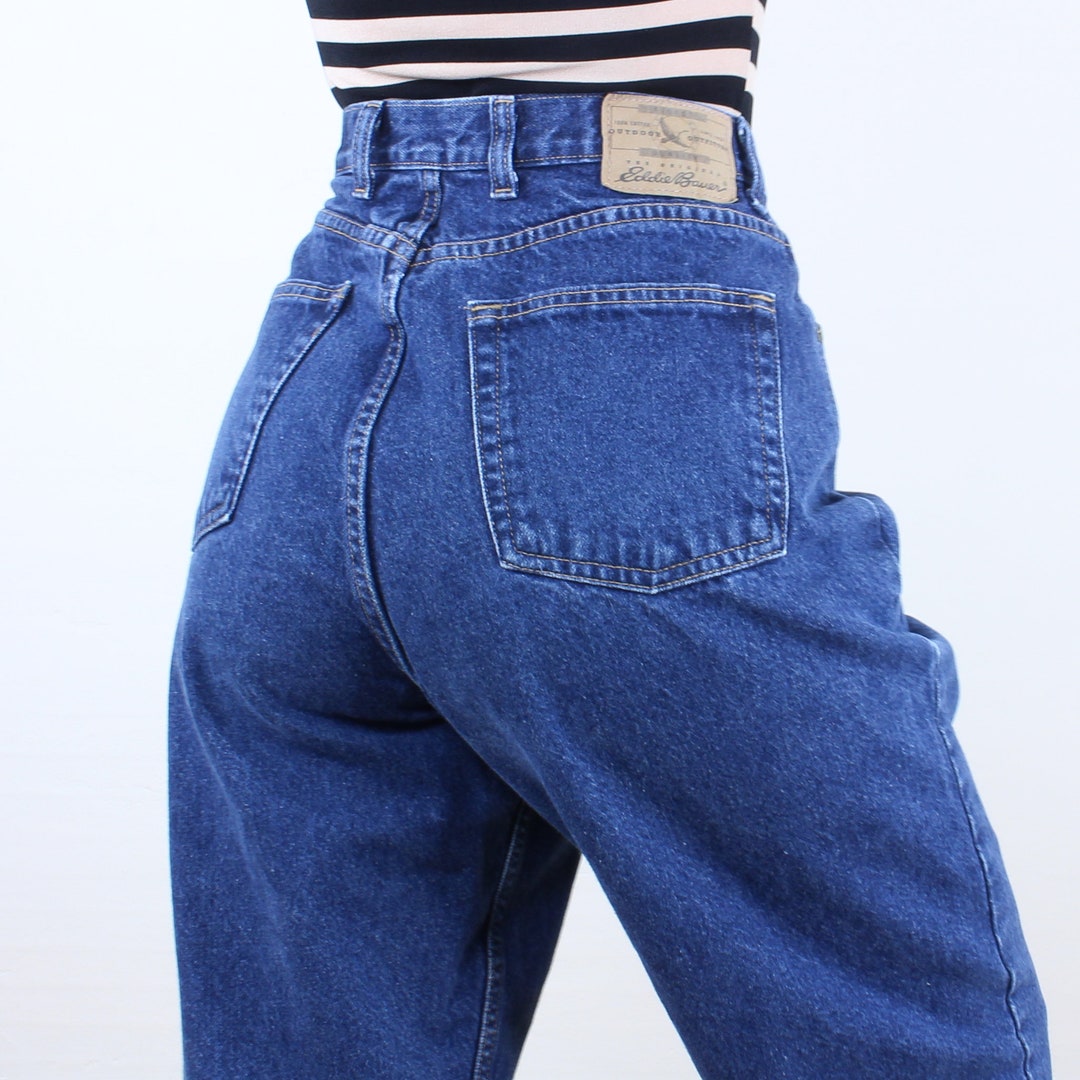 Vintage 90's 32W Eddie Bauer Jeans, Darker Medium Wash Denim, 5-pocket, High Rise, Tapered Leg, Mom Jean, Rigid Denim, Grunge, Minimalist - Etsy Vintage 90's 32W Eddie Bauer Jeans, Darker Medium Wash Denim, 5-pocket, High Rise, Tapered Leg, Mom Jean, Rigid Denim, Grunge, Minimalist - Etsy