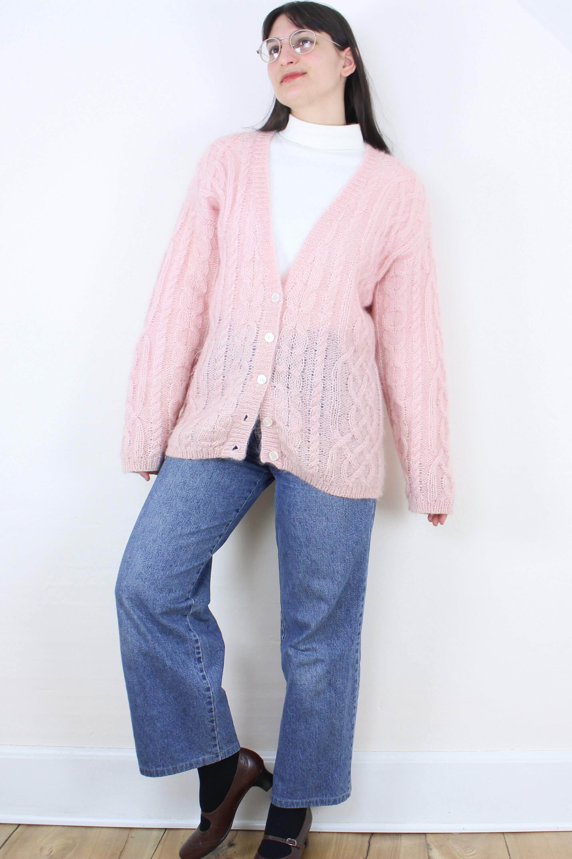 トップス muguet pointe mohair knit cardigan pink Mohair Powder Pink Cardigan Women Wedding Cardigan Mohair