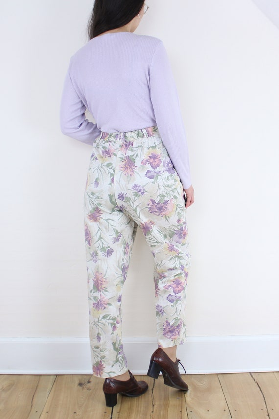 Vintage 90's 24-30W pastel floral pants, trousers… - image 7