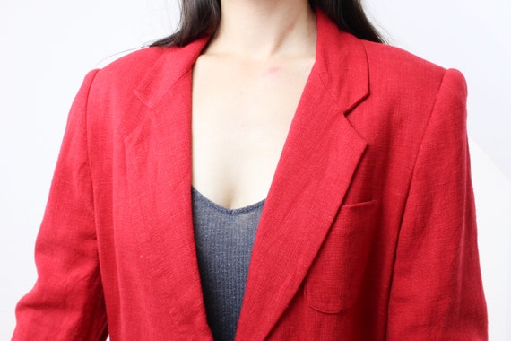 Vintage 90's Land's End linen blazer, red, lined,… - image 6