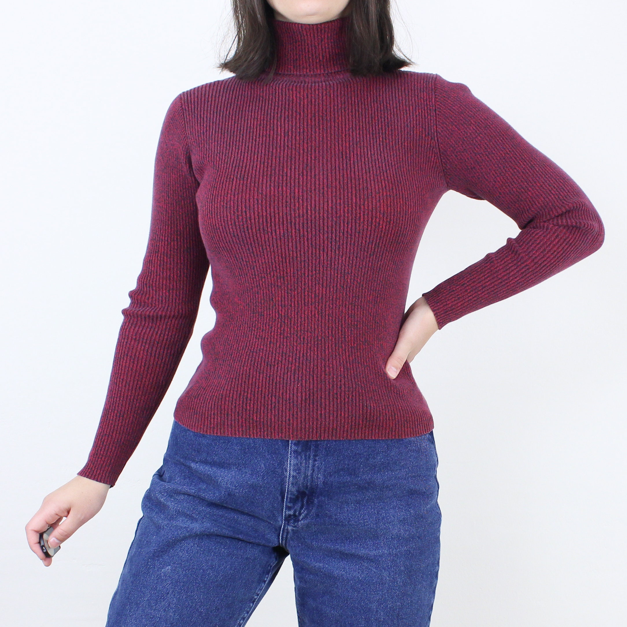 Vintage 90's Red & Black Speckled Rib Knit Turtleneck Top, Moda International, Ribbed, Stretchy, Long Sleeve, Grunge, Minimalist, All Cotton - Etsy Vintage 90's Red & Black Speckled Rib Knit Turtleneck Top, Moda International, Ribbed, Stretchy, Long Sleeve, Grunge, Minimalist, All Cotton - Etsy