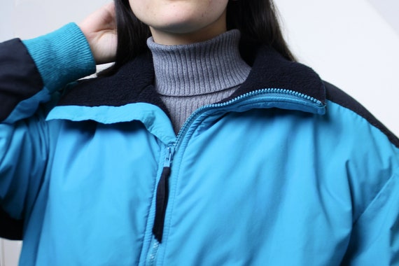 Vintage 90s Woolrich ski jacket, bright teal blue… - image 5