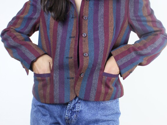 Vintage 70's multicolor stripe cropped blazer, tw… - image 4