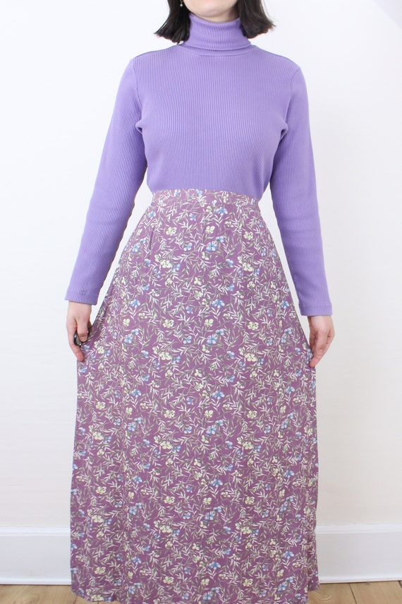 Vintage 90's mauve pink floral maxi skirt, Christ… - image 4