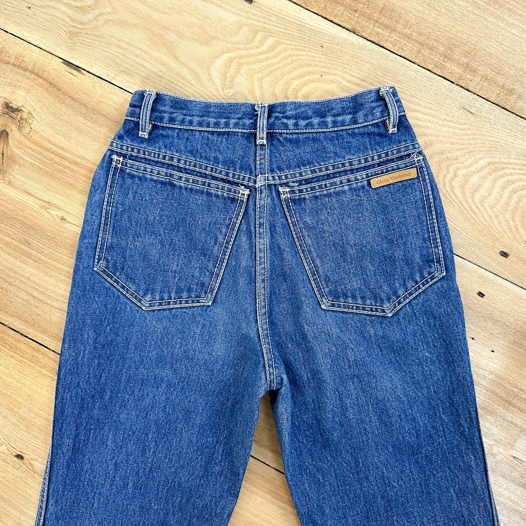 Vintage 80 s 24W Gloria Vanderbilt Jeans Medium Wash Blue Denim All Cotton High Rise Straight 5 pocket Mom Jean Minimalist Grunge Etsy