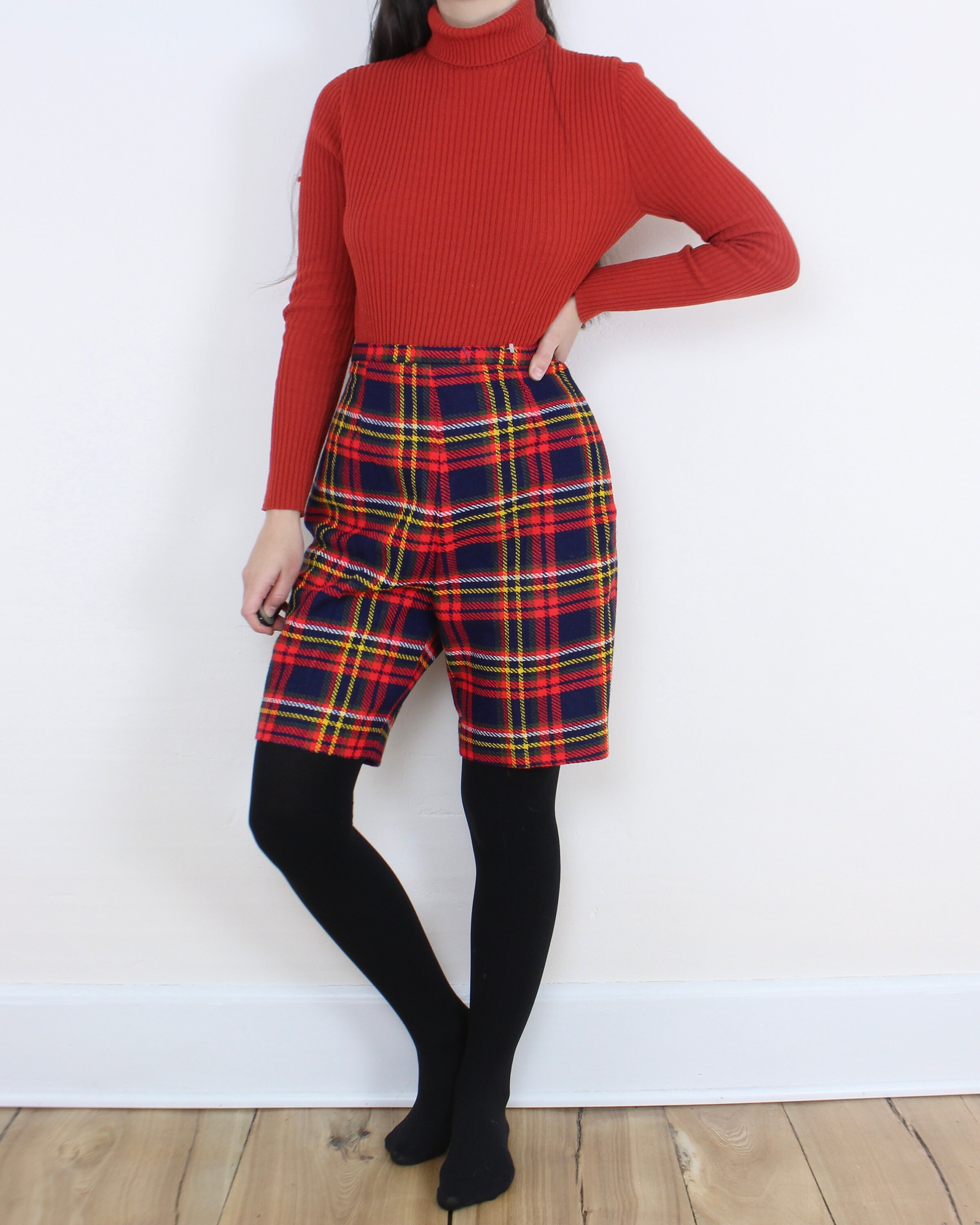 Vintage 80s 28W Plaid Shorts, New With Tags, Acrylic, High