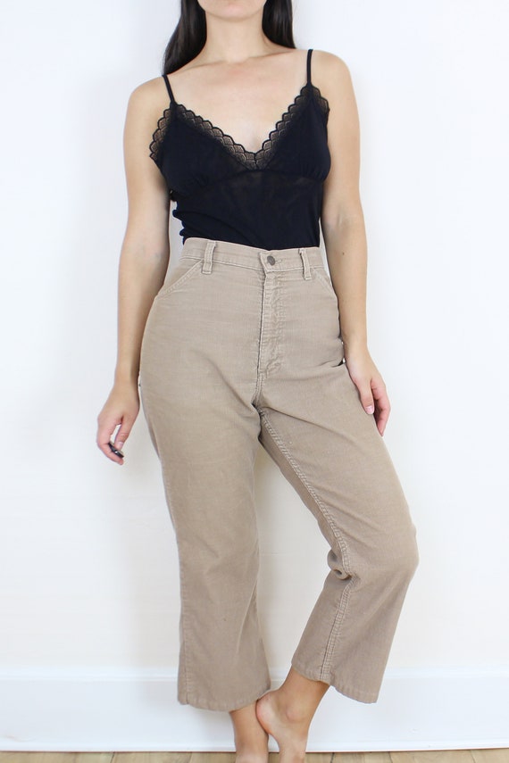 Vintage 80s/90s 34W corduroy pants, tan, beige, k… - image 2