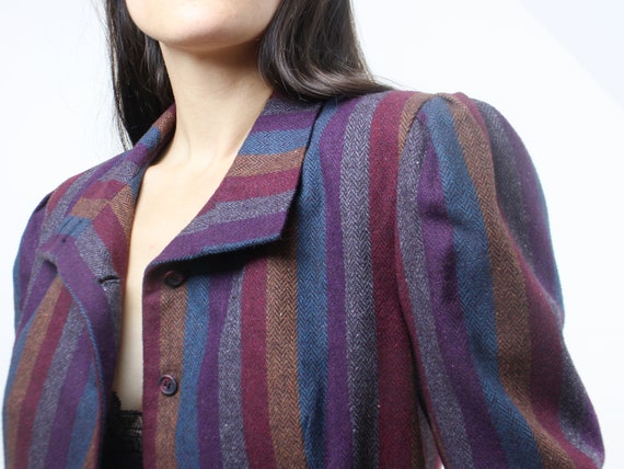 Vintage 70's multicolor stripe cropped blazer, tw… - image 6