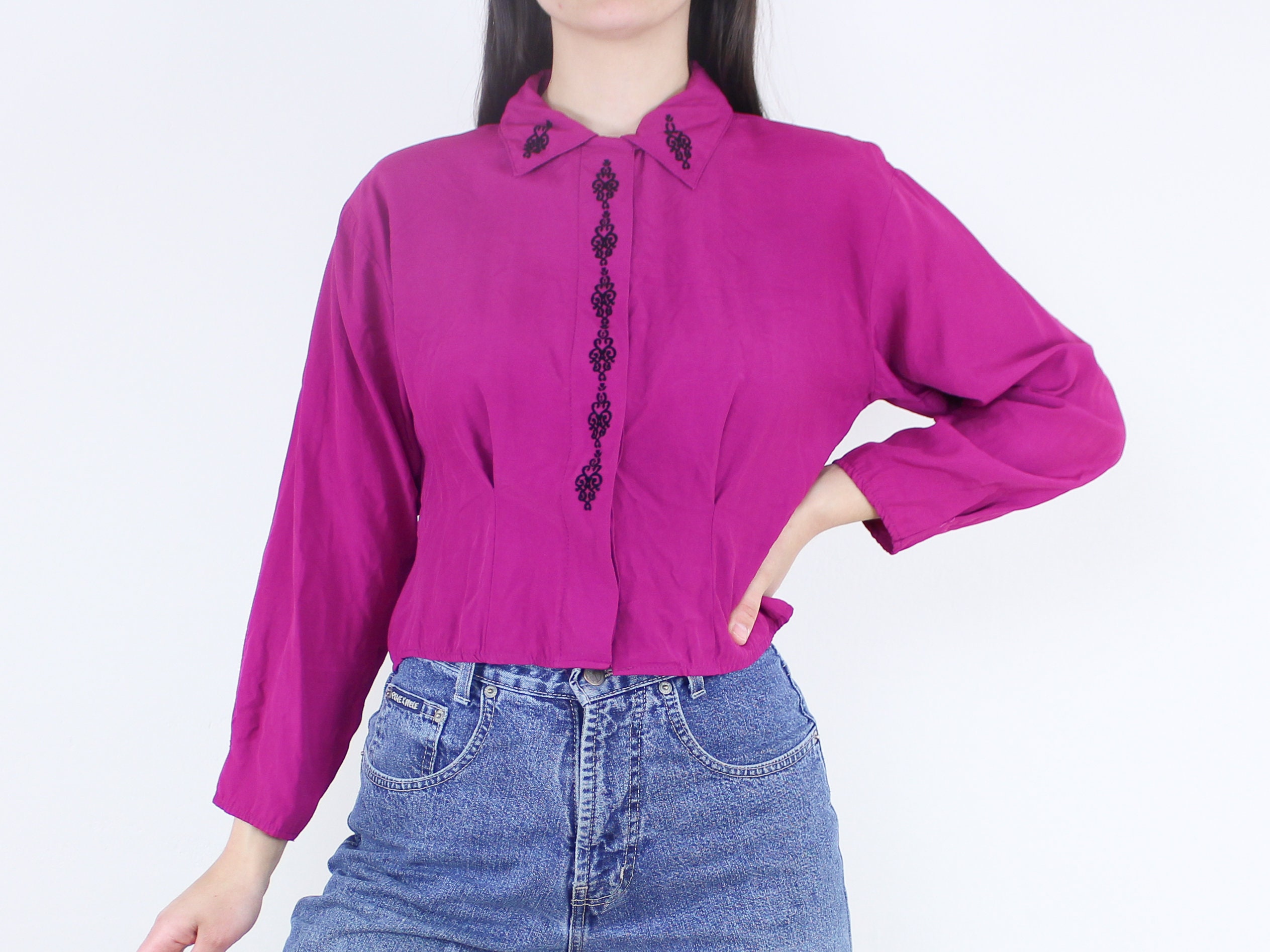 blouse tee pink pois ポワ Vada Bow Tie Blouse / Bright Pink - Hello My Love
