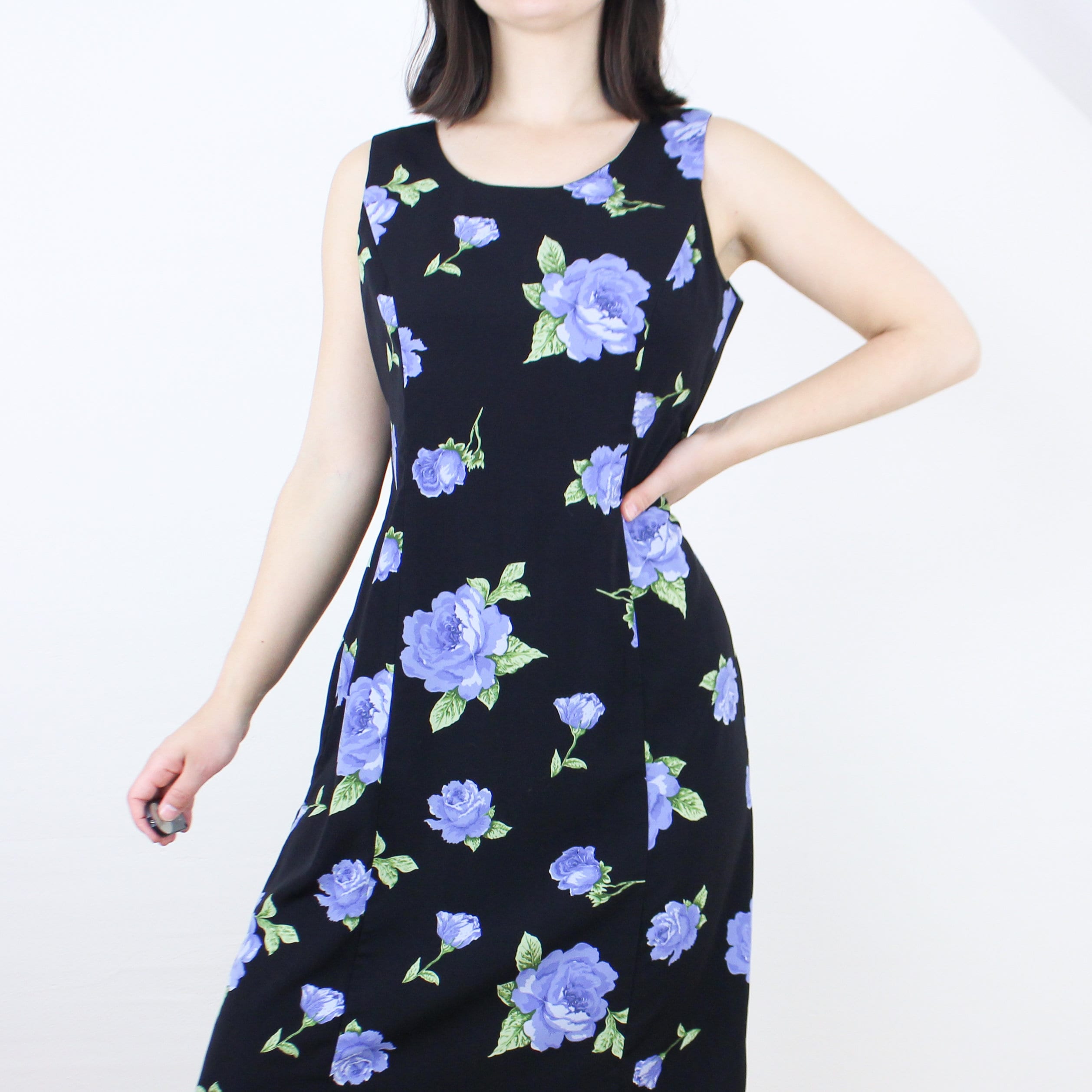 Connected BLACK Women's Plus Size Floral Popover Jersey-Knit Dress, US 18W - Walmart Supplies