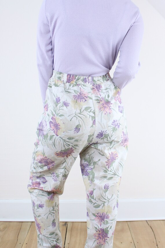 Vintage 90's 24-30W pastel floral pants, trousers… - image 4