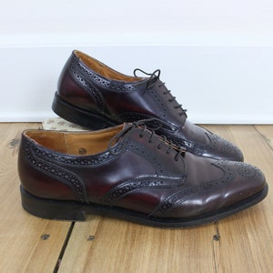 Vintage 90s Cole Haan oxford tie shoes, oxblood, dark brown, wing tip, dress shoe, leather, Men's size 10, academic, career, image 1