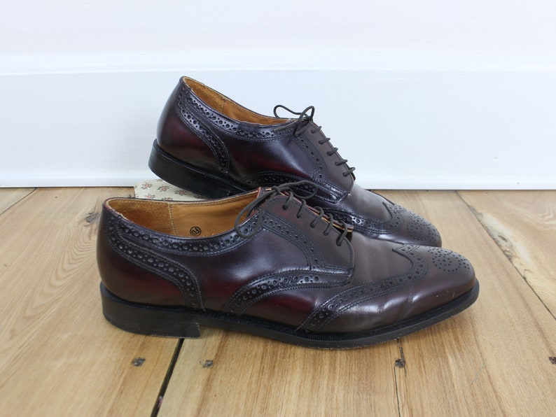 Vintage 90s Cole Haan oxford tie shoes, oxblood, dark brown, wing tip, dress shoe, leather, Men's size 10, academic, career, image 1