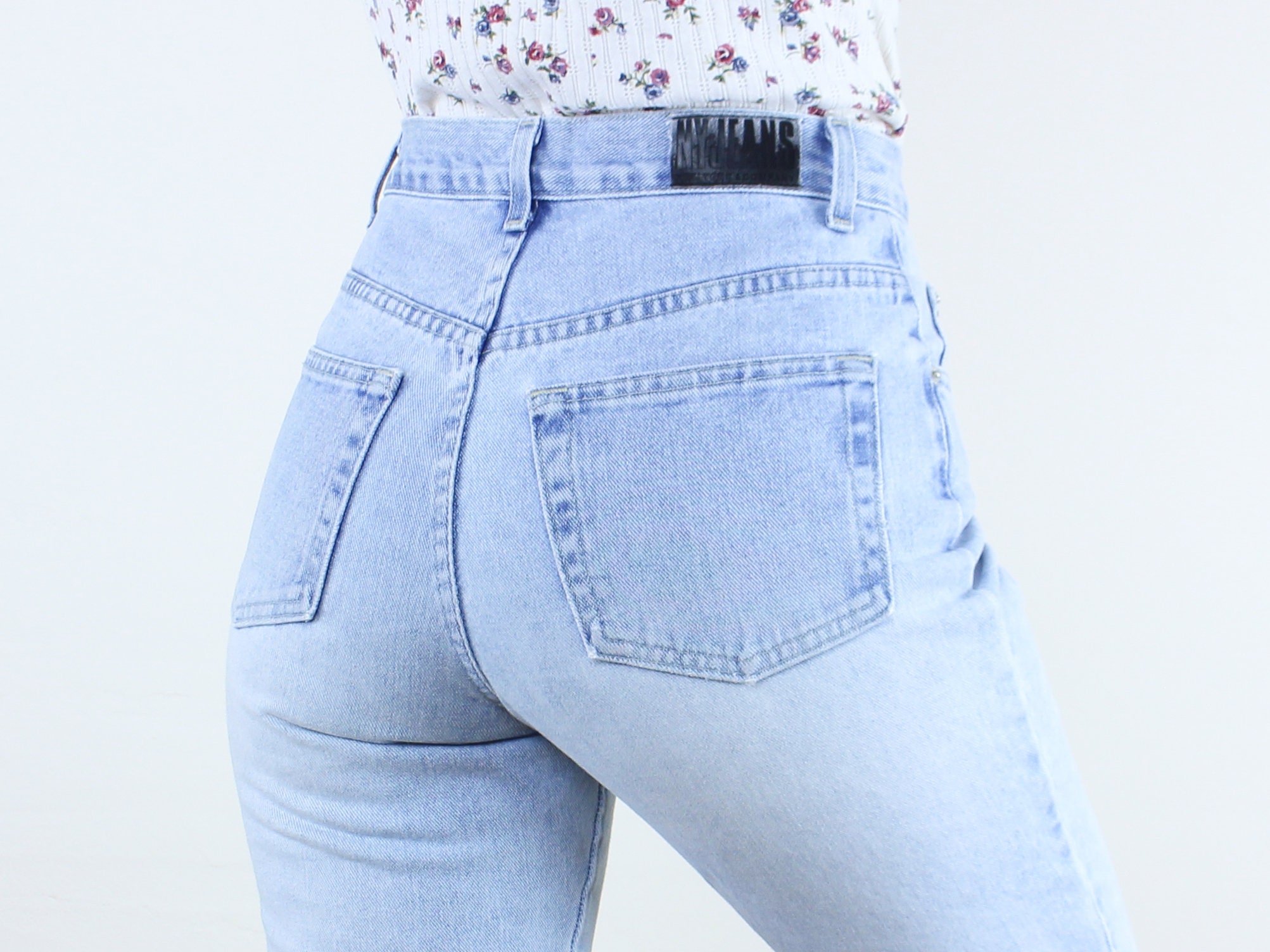 Vintage 90's 28W NY Jeans, Light Wash Blue Denim, High Rise, High