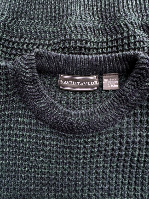 Vintage 90's grunge crew neck sweater, green & na… - image 8
