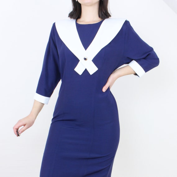 Vintage 80's nautical style dress, Nina Piccalino… - image 1