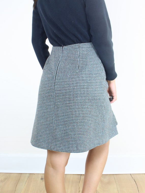 Vintage 90's 27W Scottish Tweed mini skirt, green… - image 8