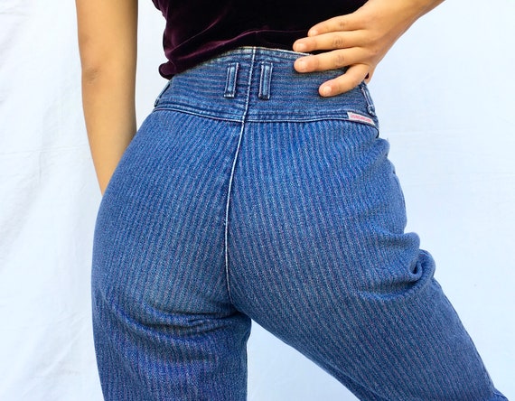 Vintage 80s Jordache pink pin-striped jeans