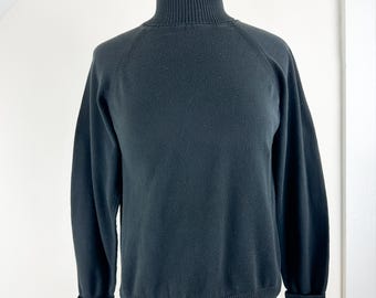 Vintage 90&#39;s raglan sleeve black turtleneck sweater, pullover, cotton, casual, comfy, dark academic preppy grunge goth moody dark