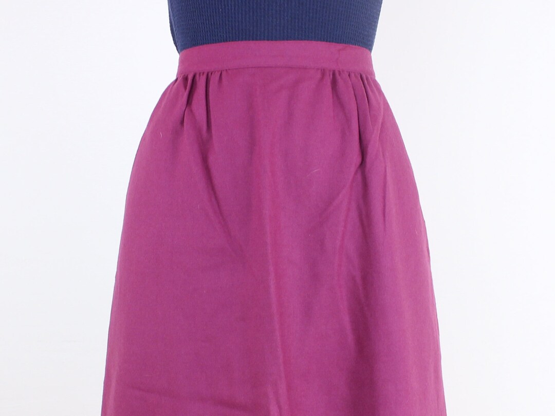 Vintage 90s 30W Llbean Red Wool Skirt, Burgundy, Fully Lined, Midi