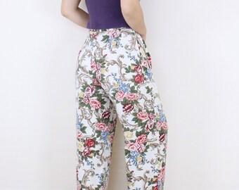 パンツ 80s dead stock flower pattern pants Vtg 80's Floral Pants | Deadstock Vintage High Waist