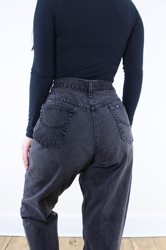 Vintage 90's 32W black wash Chic jeans, 5-pocket … - image 8