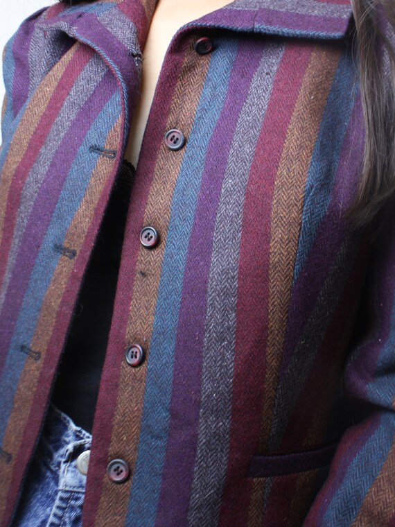 Vintage 70's multicolor stripe cropped blazer, tw… - image 5