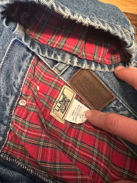 Vintage 90's 28W LLBean flannel lined jeans, medi… - image 9