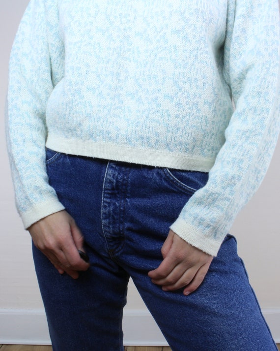 Vintage 90s cropped knit sweater, boxy, wool acry… - image 8