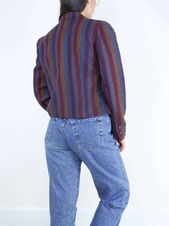 Vintage 70's multicolor stripe cropped blazer, tw… - image 7