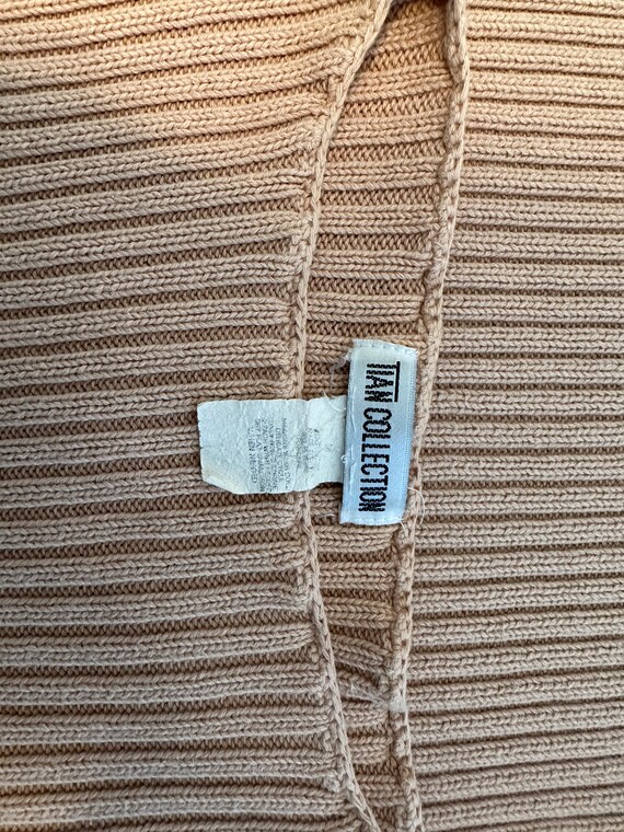 Vintage 90's tan ribbed sweater top, pullover, Ti… - image 9