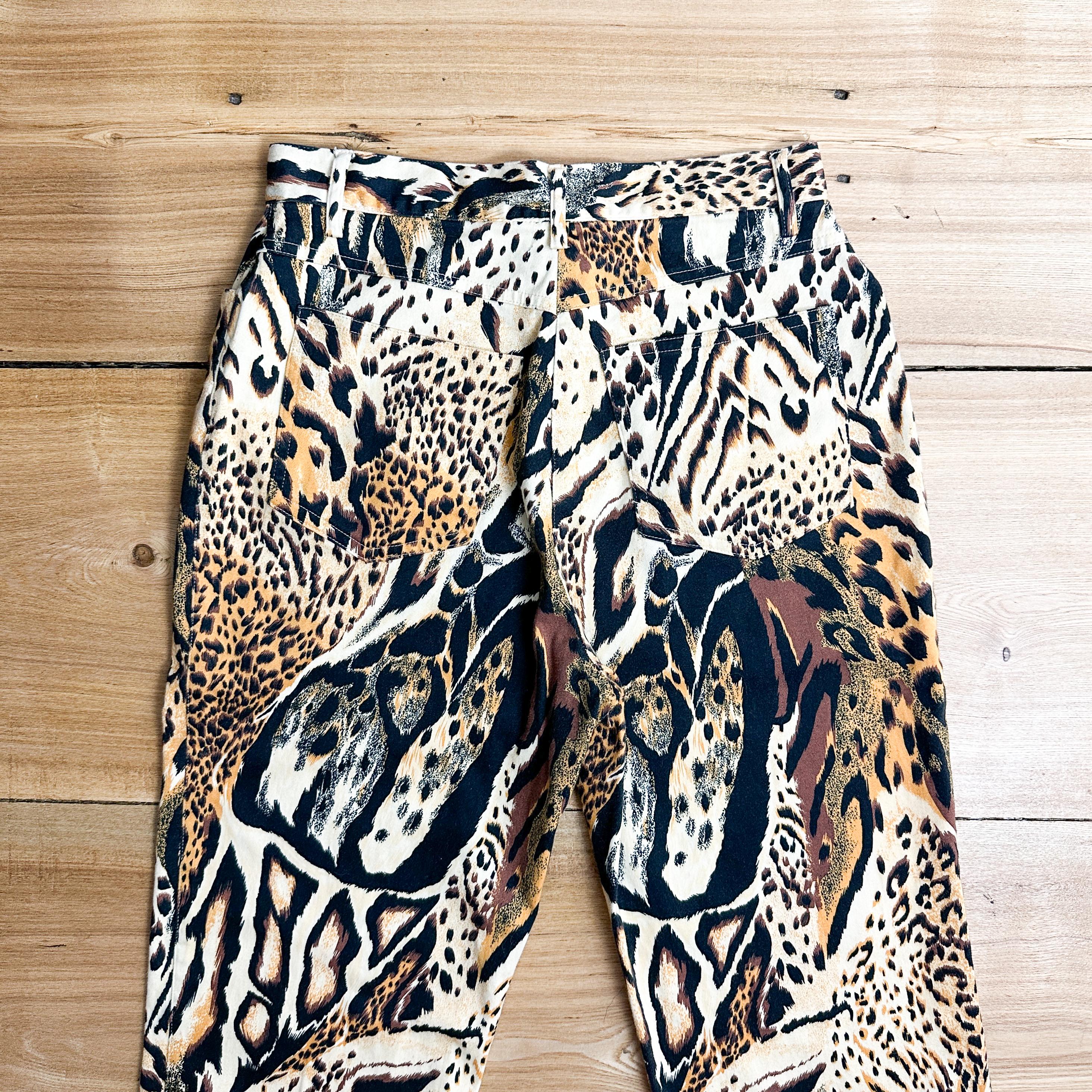 1990s vintage y2k JAPAN leopard 豹柄 pants Mens Leopard Print Jeans Y2k Baggy Leopard Jeans Wide Leg