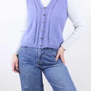 Mia hand-knitted vest Purple Blue