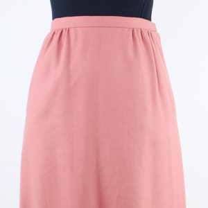 Vintage 80&#39;s 28W pastel peach wool skirt, Richard Evans, fully lined, pockets, subtle front gathers, pink, salmon, dopamine dressing, career