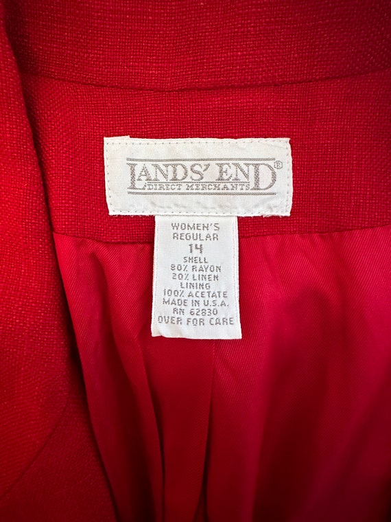 Vintage 90's Land's End linen blazer, red, lined,… - image 9